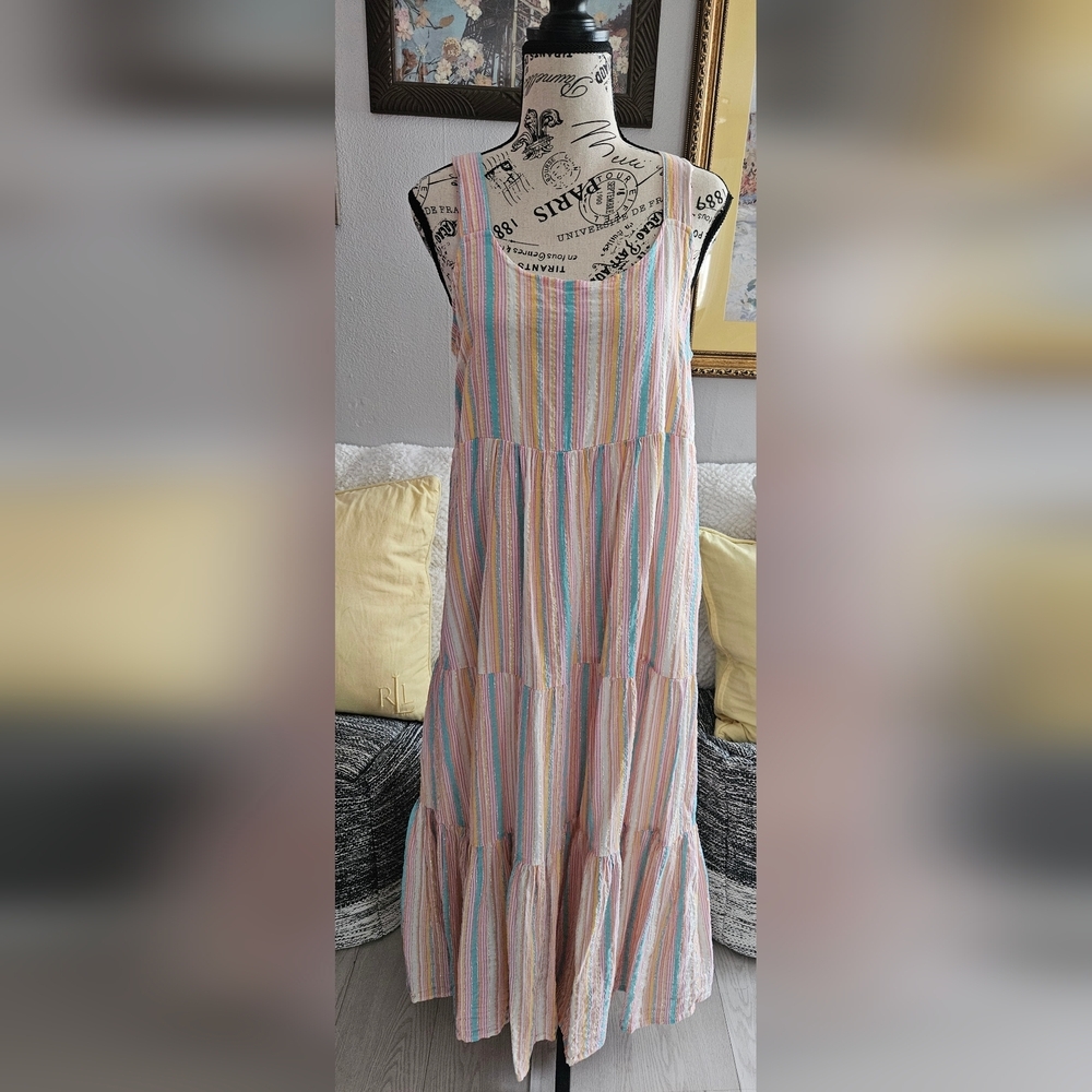 Linda Anderson Striped Multicolor Women's Dress With Shimmer Sx M